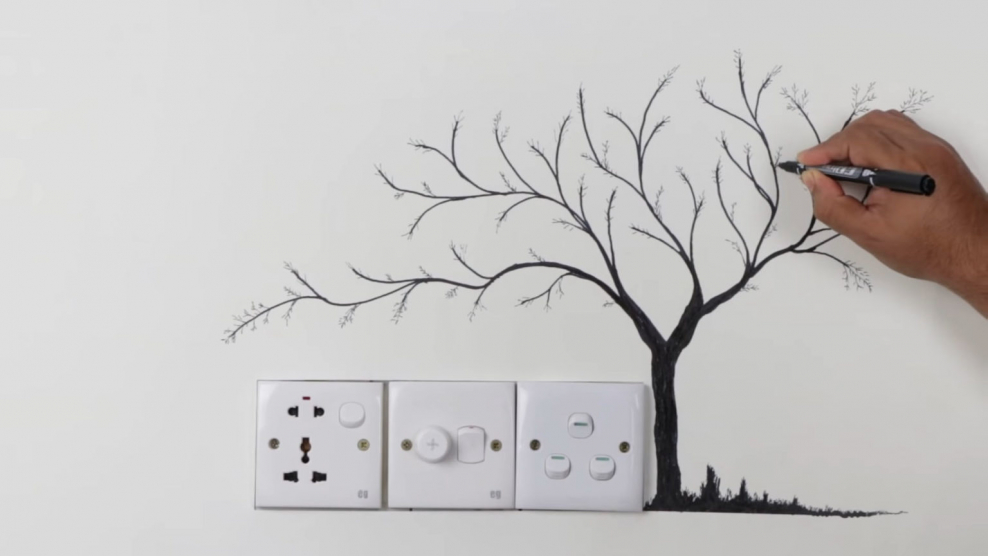 Шаблоны для рисунков на стене у розетки