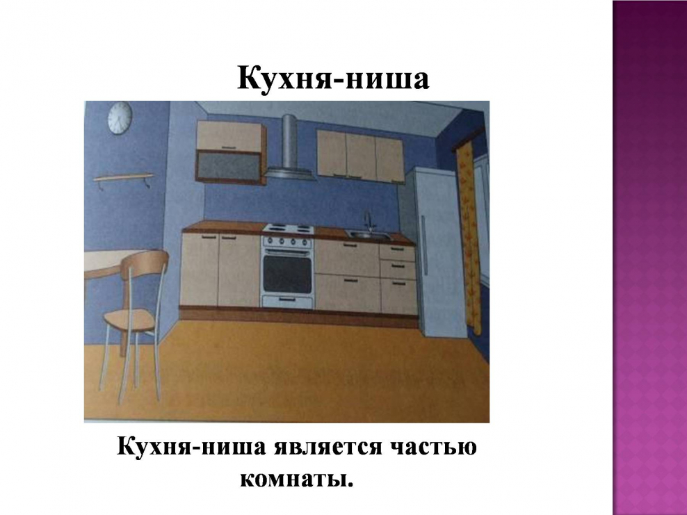 Планировка кухни по технологии