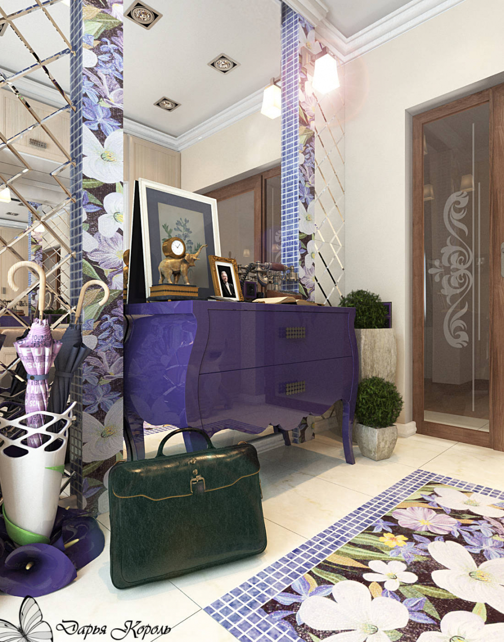 Дизайн коридора в лавандовом стиле