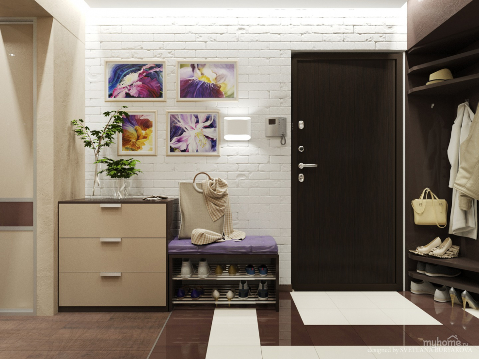 Комната в белом и фиолетовом цвете