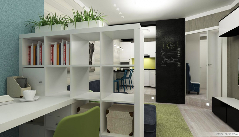 Зонирование офиса стеллажи