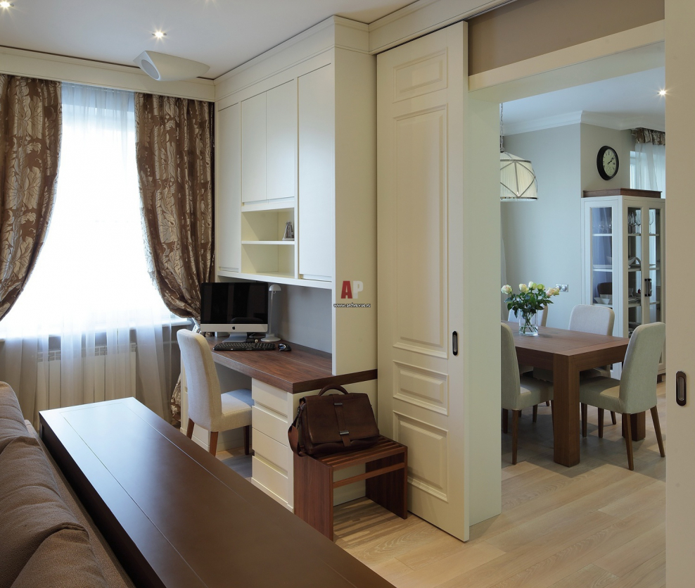 Кухня гостиная с рабочей зоной