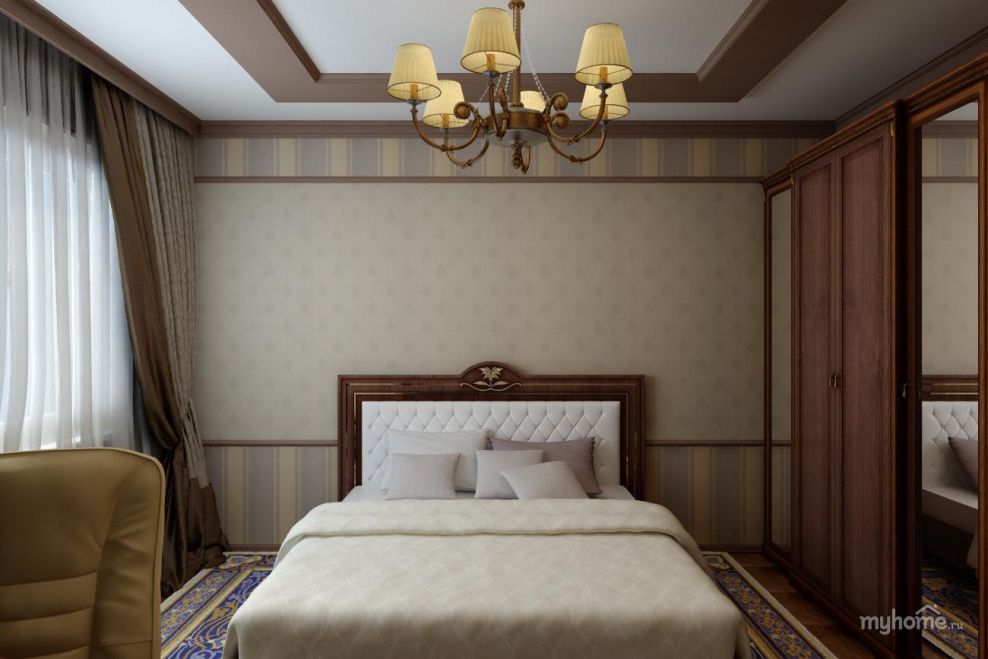 Спальня 12 метров в теплых тонах