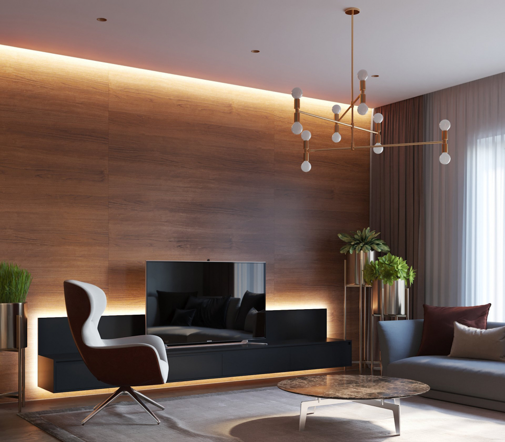 Спальня с отделкой из ламината