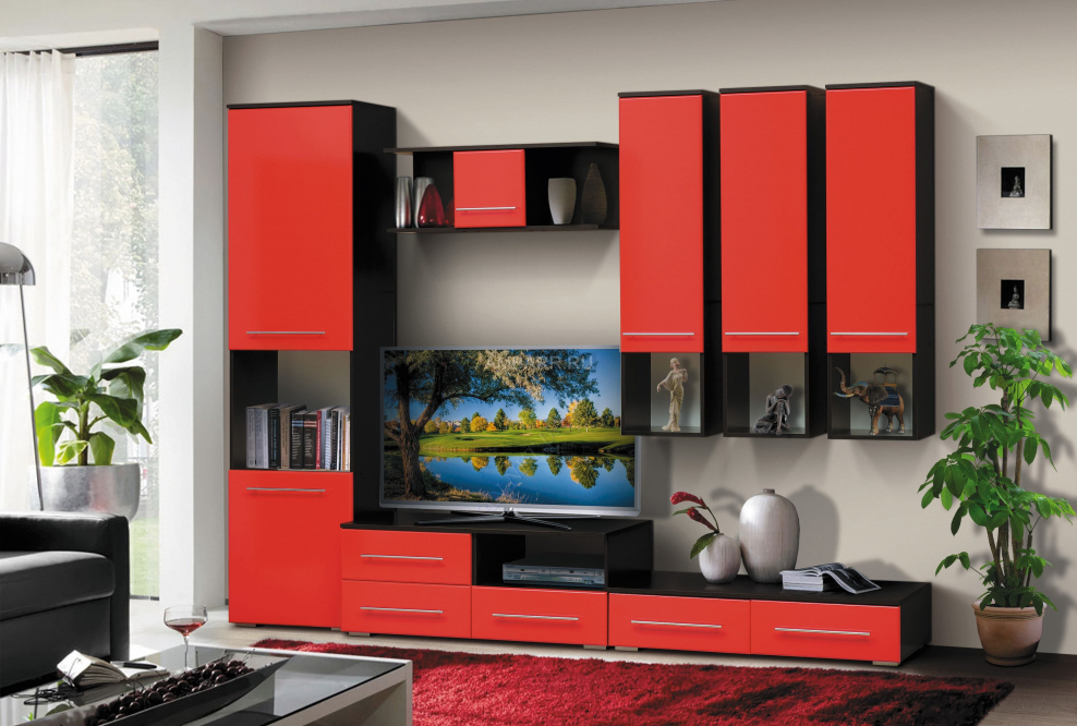 Корпусная мебель красная