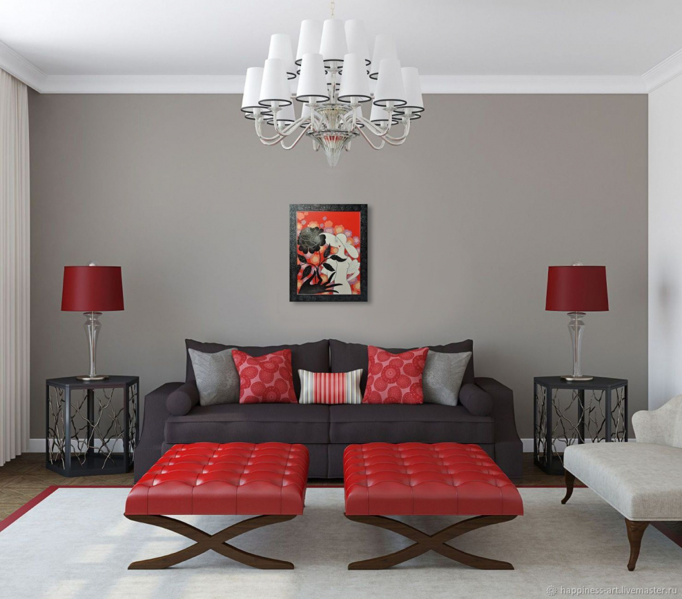Гостиная в красных тонах