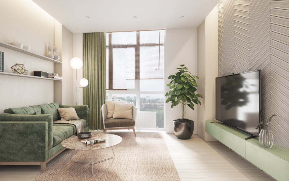 Интерьер с зелеными акцентами