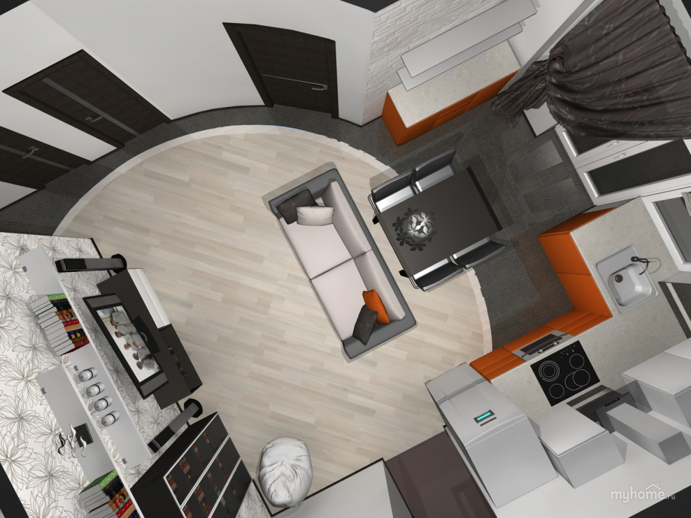 Интерьер гостиной вид сверху