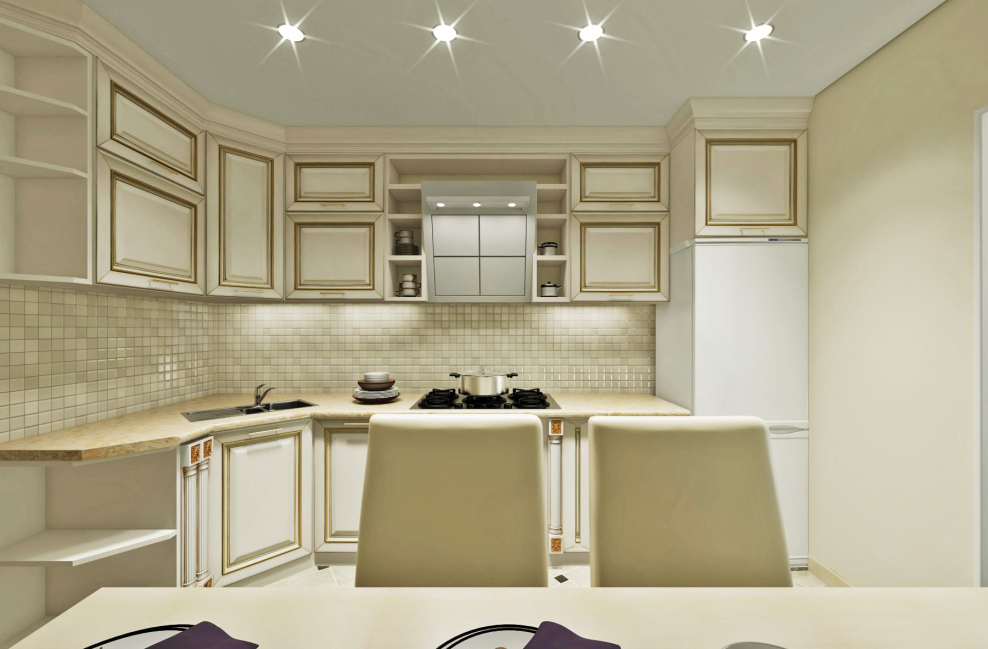 Серо белая кухня гостиная