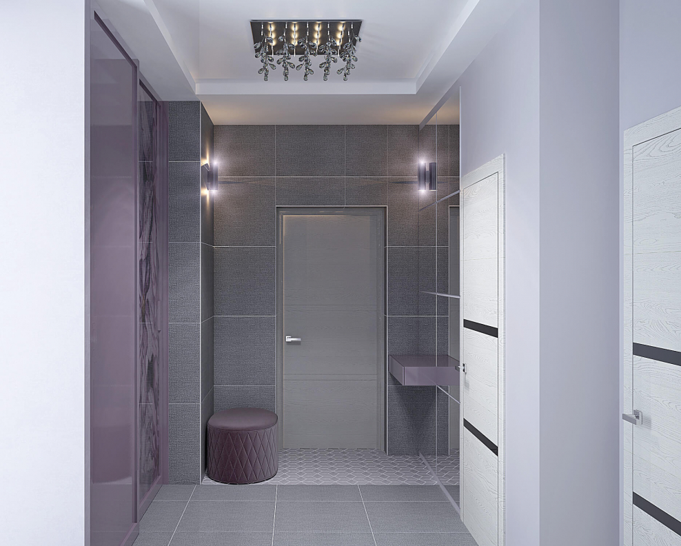 Серый коридор с сиреневым
