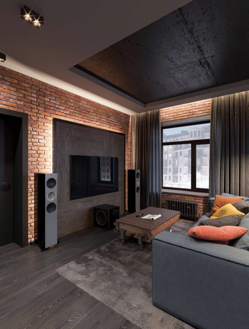 Гостиная лофт 17.4