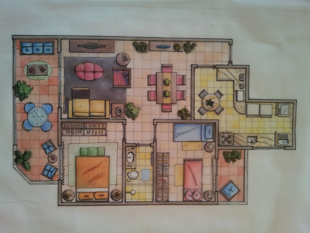 Квартира сверху карандашом