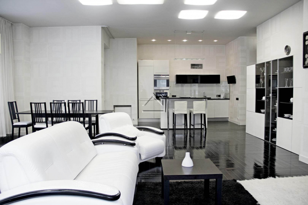 Черно-белый интерьер квартиры студии