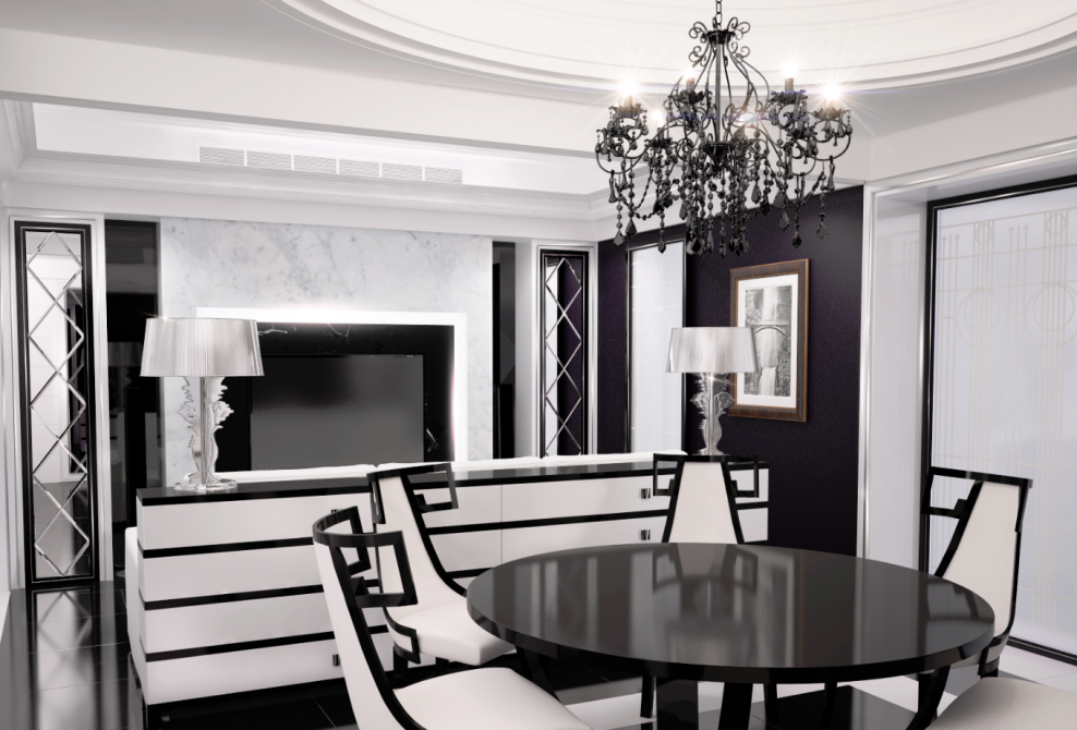 Черно белый интерьер