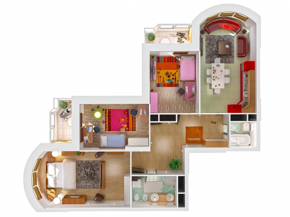 Планировка трехкомнатной квартиры