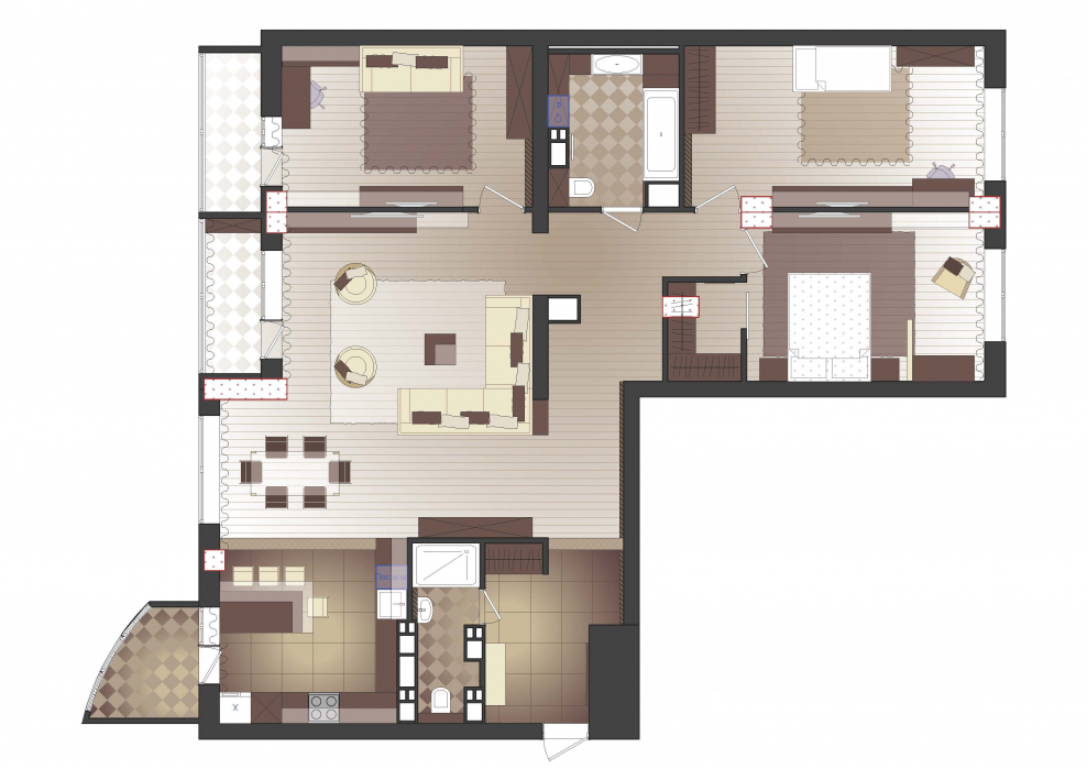 Пентхаус планировка двухуровневый