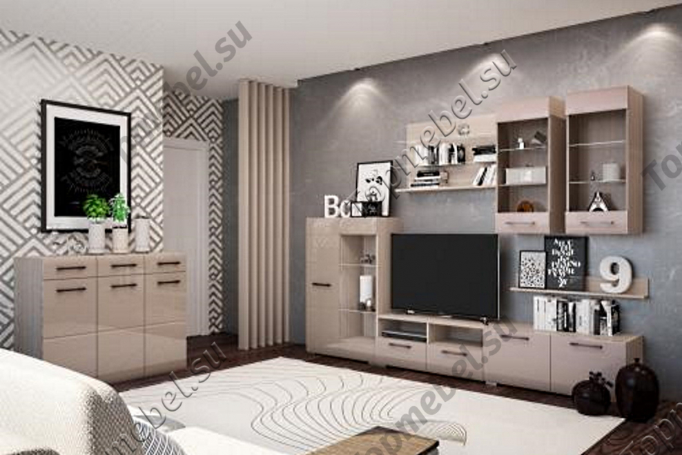 Гостиная Горизонт Ненси-1 ясень шимо какао глянец