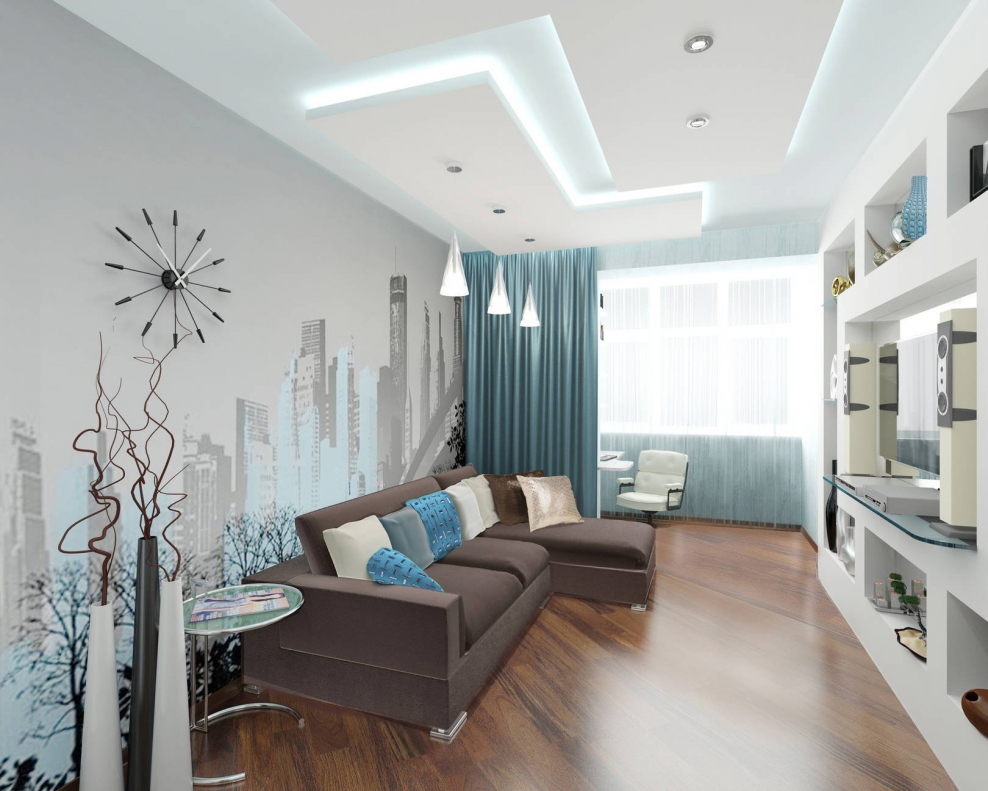 Гостиная в холодных оттенках