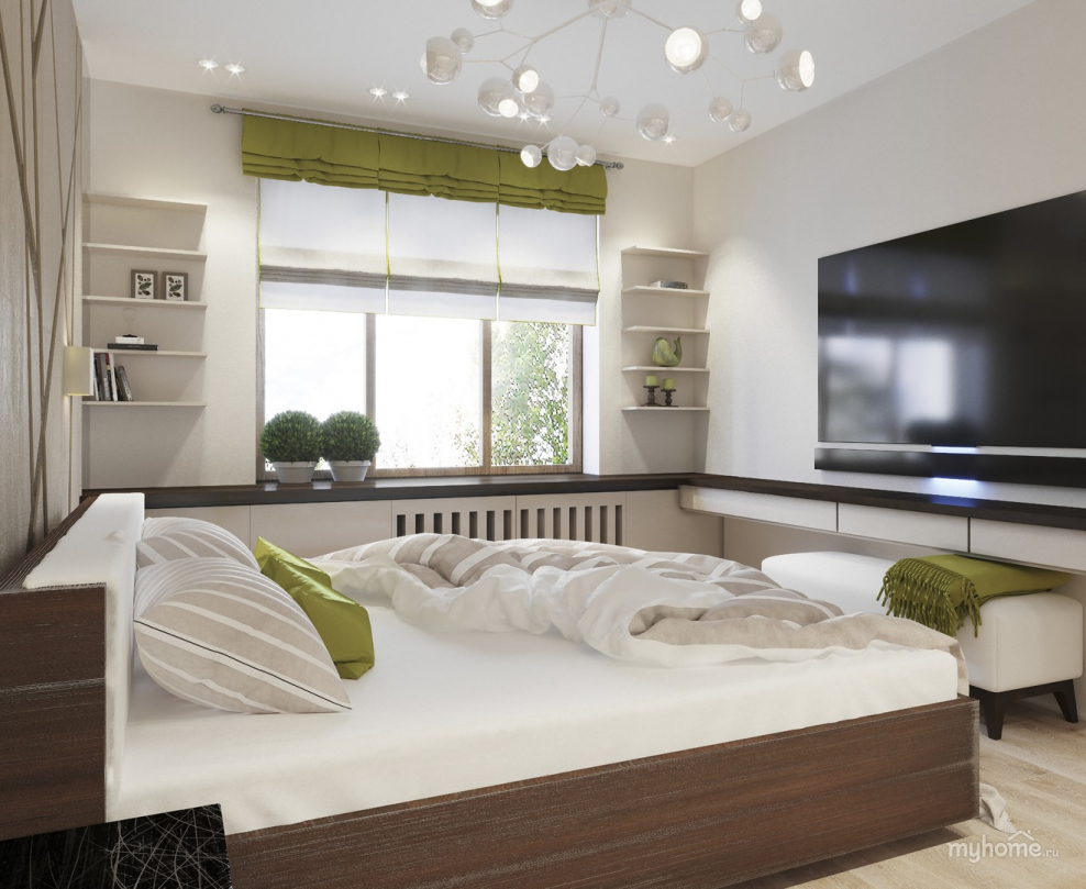 Интерьер спальни в экостиле