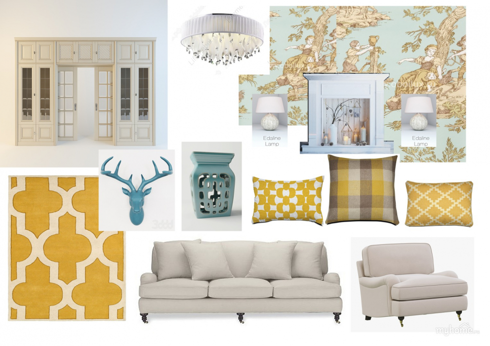 Коллаж интерьера в классическом стиле