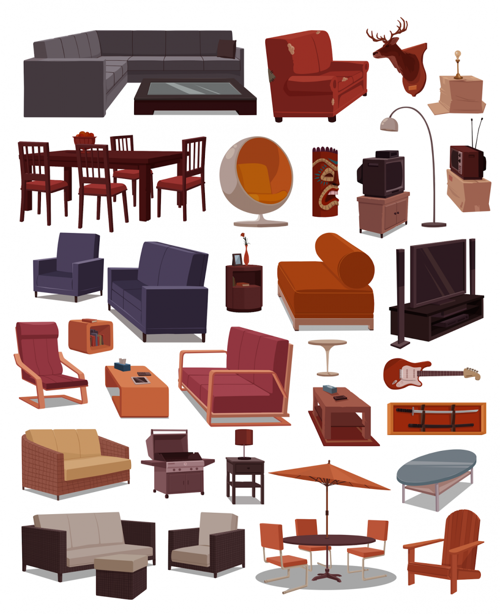 Предметы мебели для коллажа