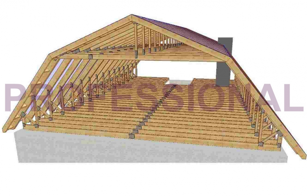 Стропильная система двухскатной крыши с мансардой