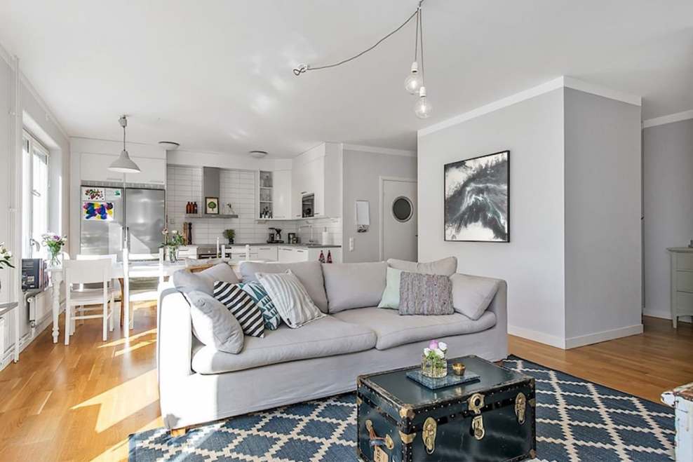 Сканди гостиная интерьер