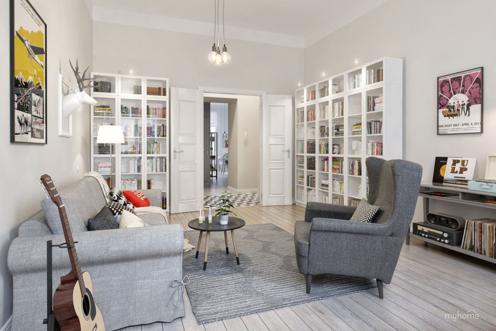 Гостиная в скандинавском стиле