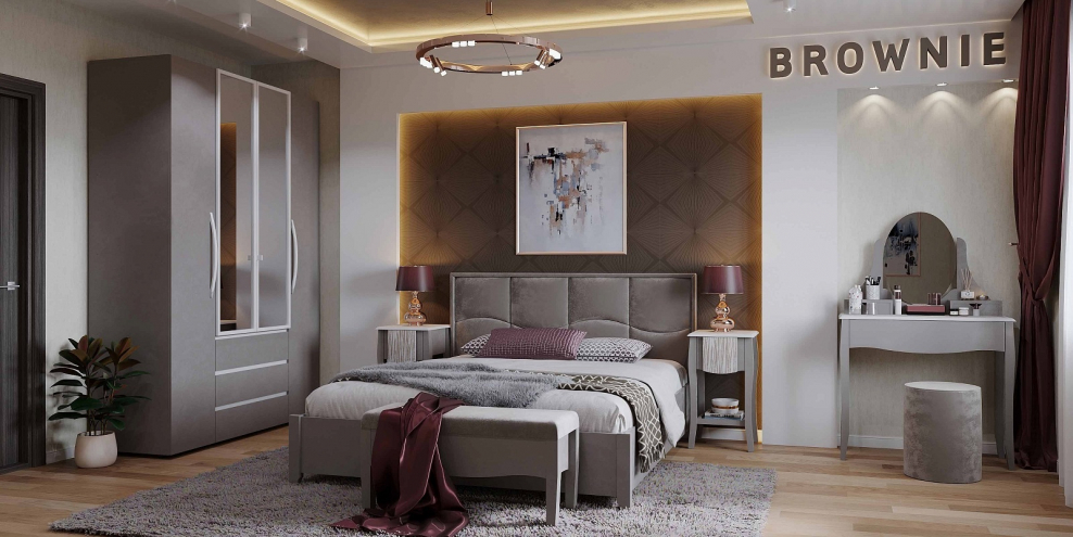 Кровать цвет графит с тумбочками