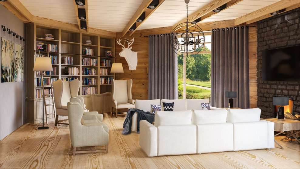 Гостиная в стиле Шале