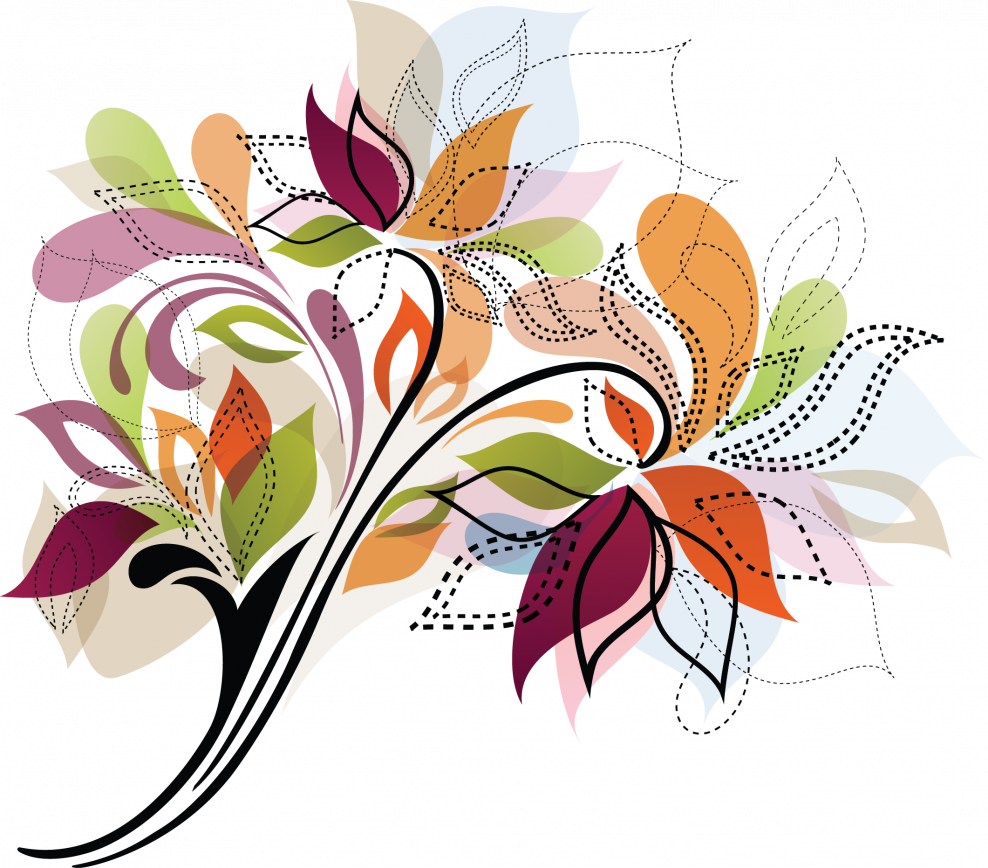 Стилизованные цветы в цвете