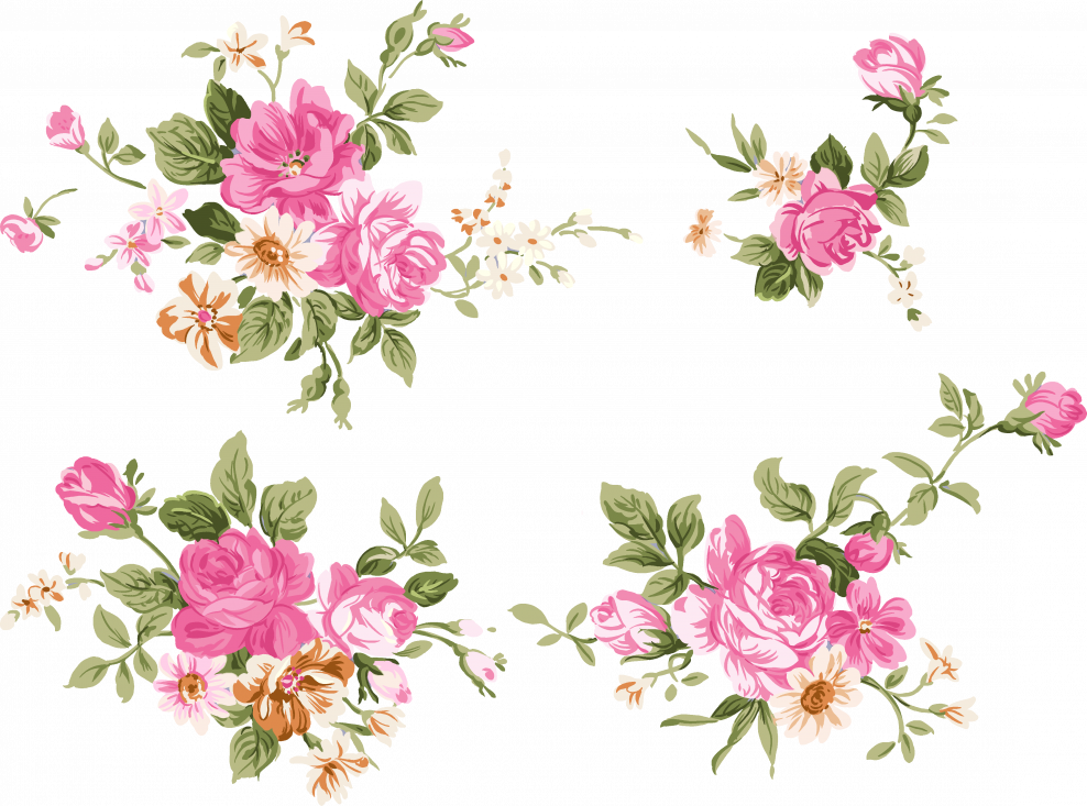 Цветочный принт на прозрачном фоне