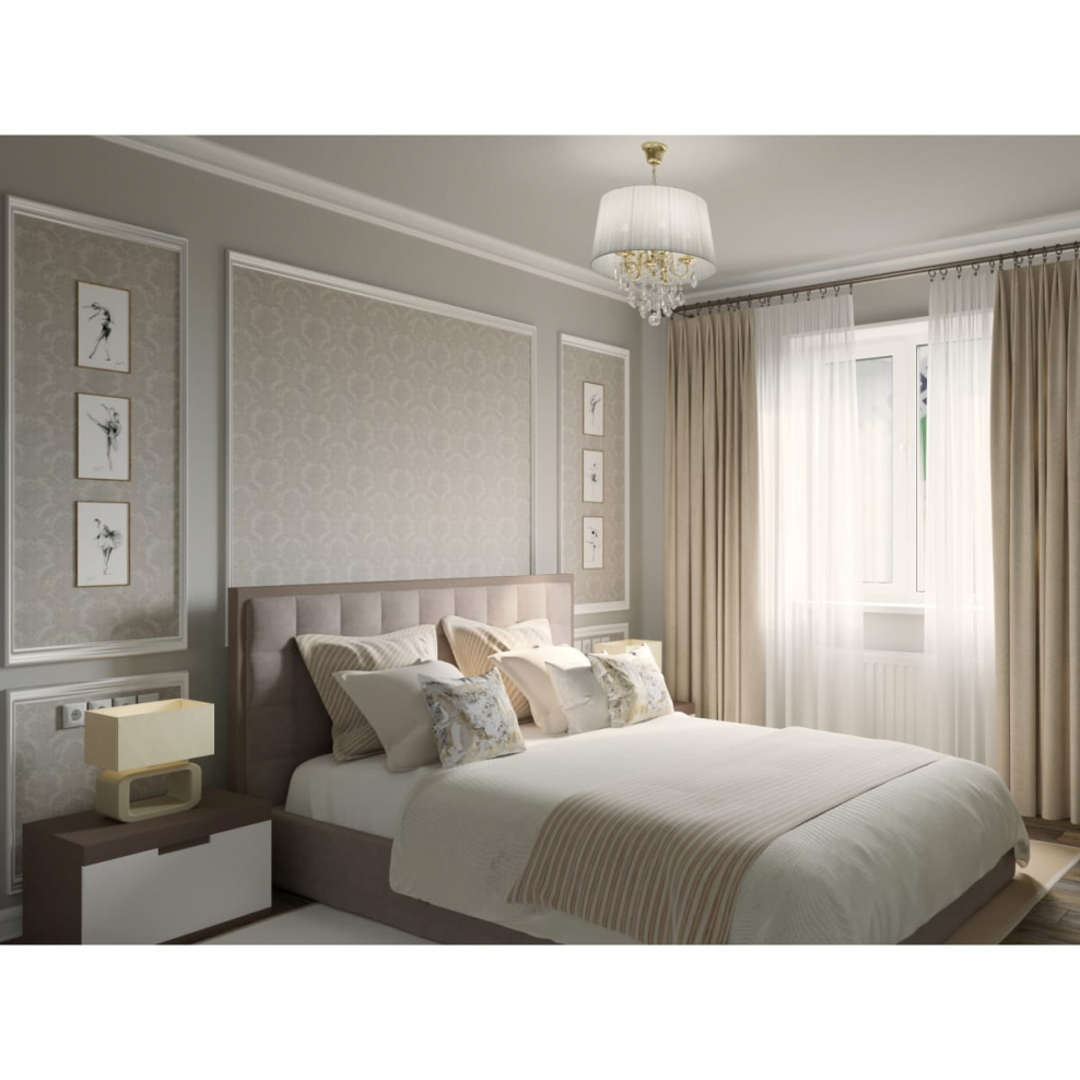 Спальня в светлых тонах