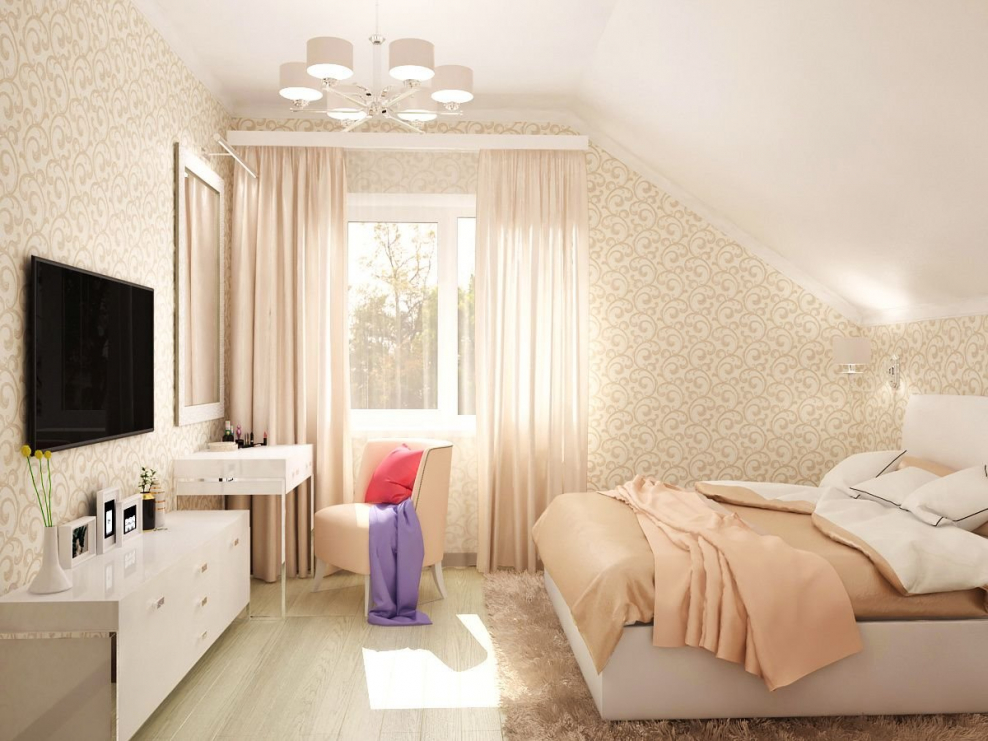 Спальня в бежевых тонах