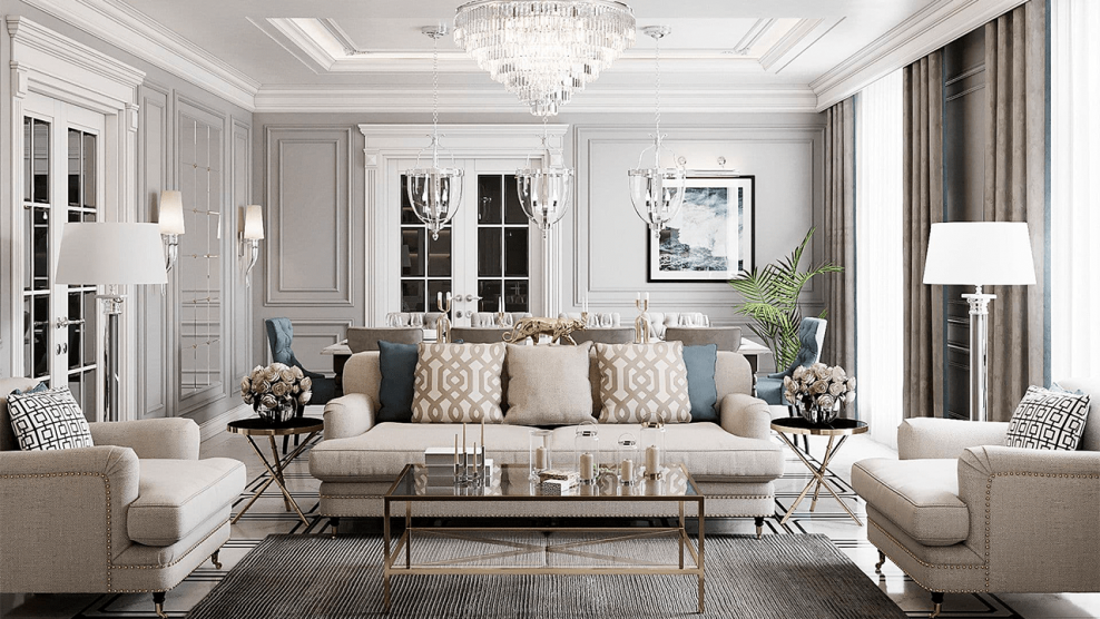 Интерьер гостиной новая классика