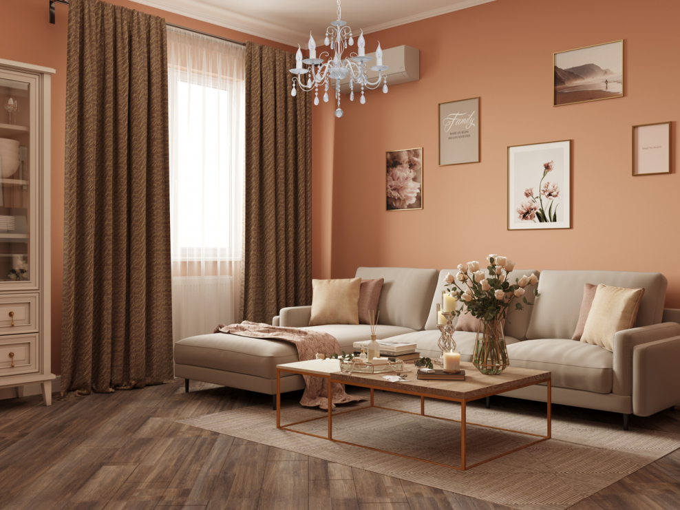 Шторы в бежевомом интерьере