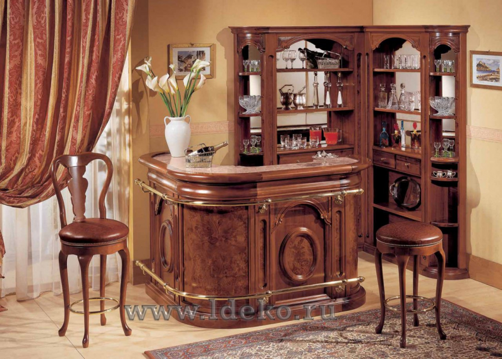 Mirandola барная стойка угловая (орех Радика, мрамор) Arena