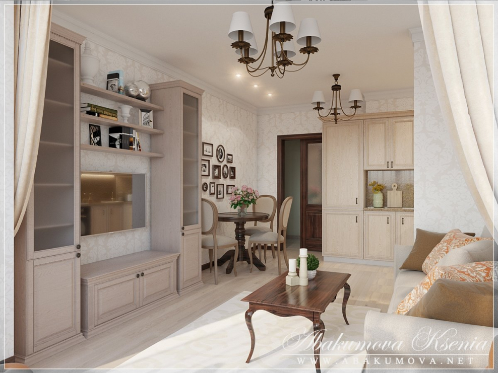 Гостиная 18 кв м в стиле Прованс