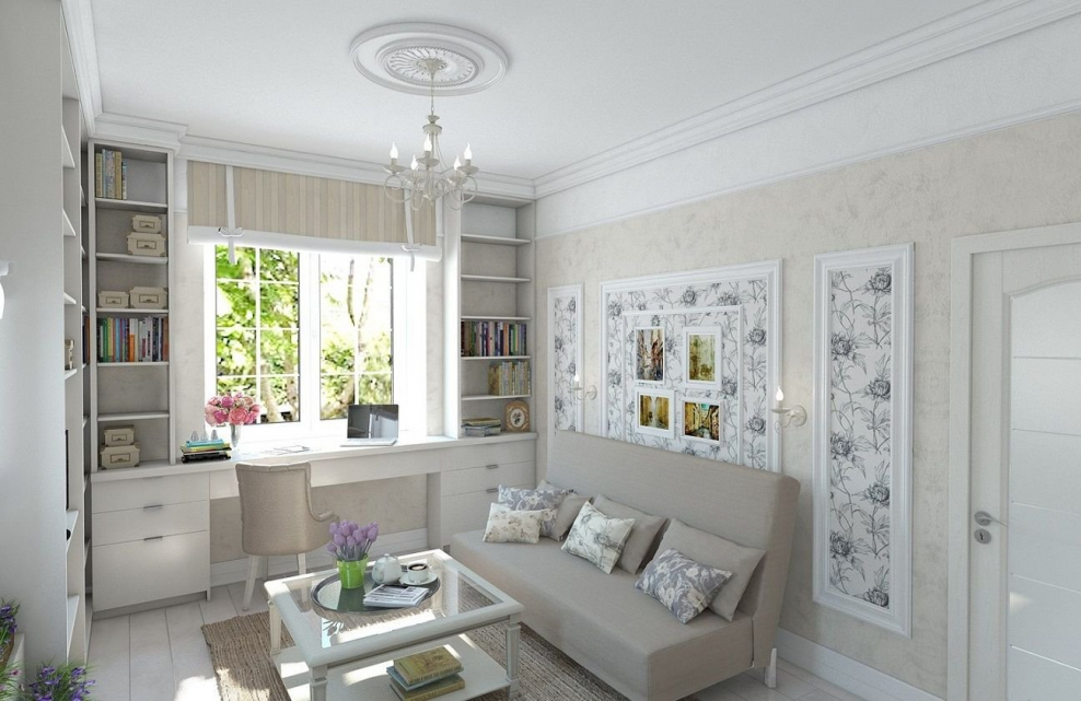 Гостиная 12 кв м в стиле Прованс