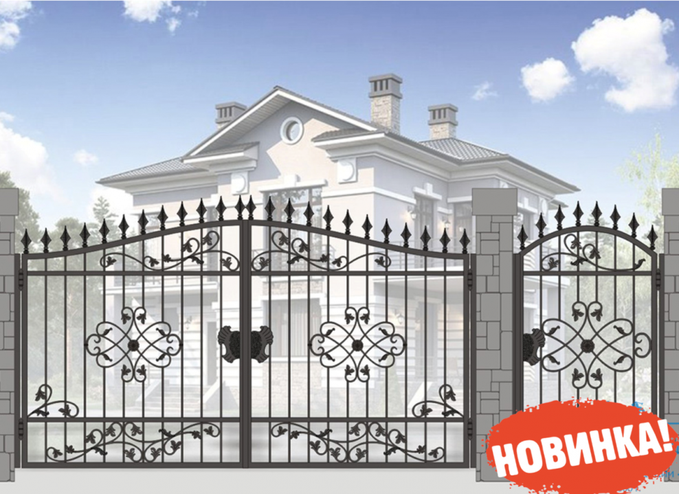 Кованые ворота с калиткой