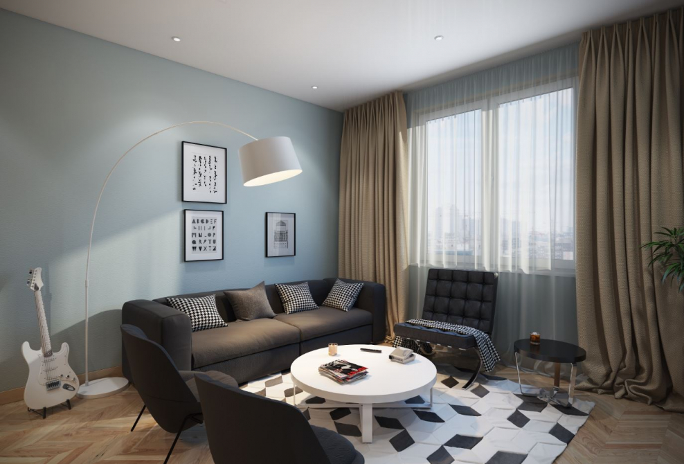 Бежево коричневый интерьер в скандинавском стиле