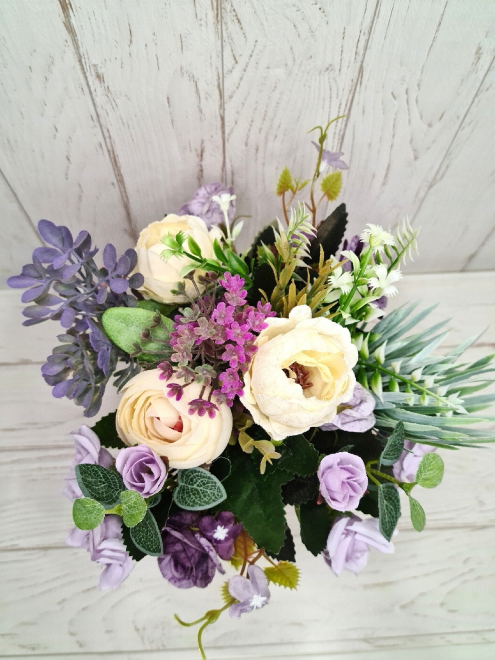 Букет сиренево жёлтый с деревянной вставкой любимой бабушке
