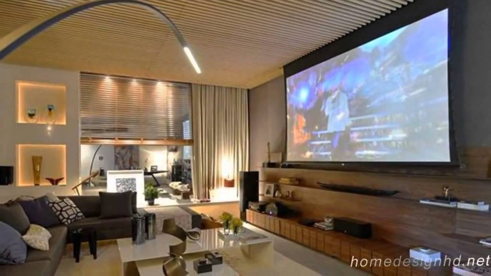 Проектор в интерьере гостиной