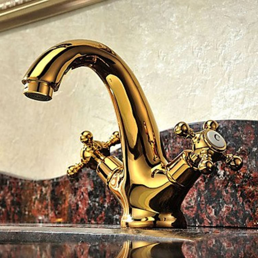 Смеситель для раковины (умывальника) Kaiser Carlson Style 44313-3 Gold двухрычажный золото