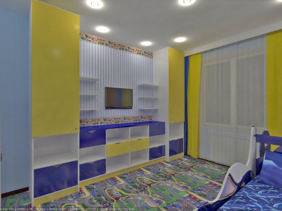 Сине желтая детская комната
