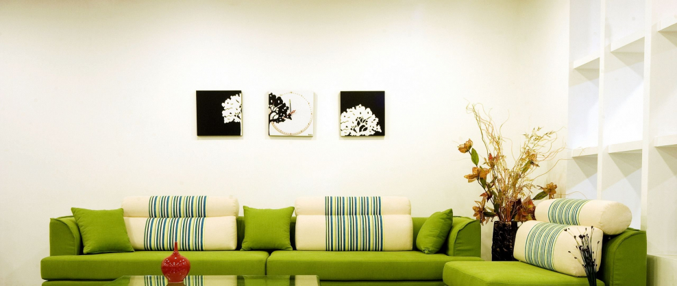 Гостиная в салатовом цвете