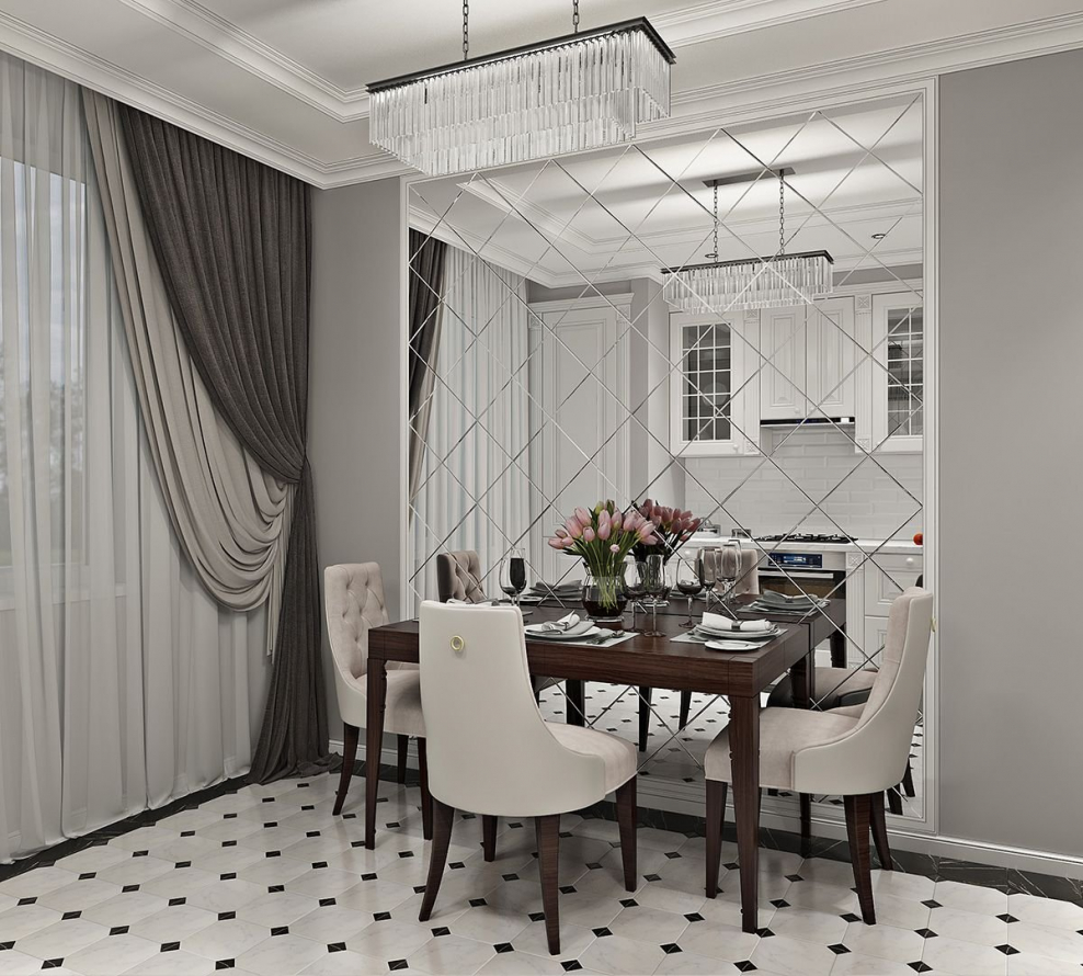 Кухня-гостиная Неоклассика 20 кв метров