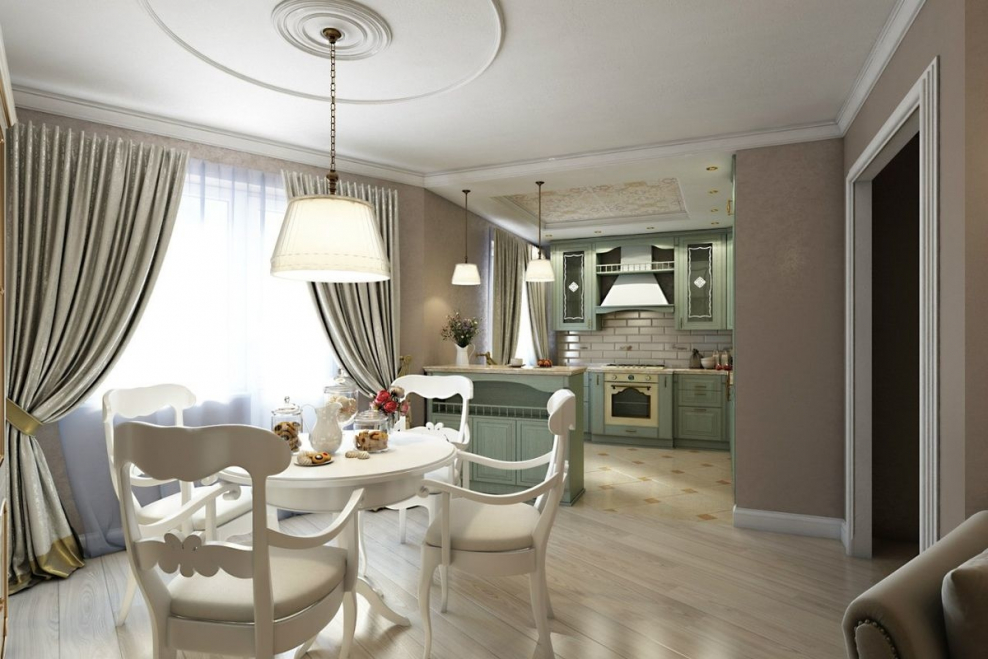 Кухня-гостиная Неоклассика 20 кв