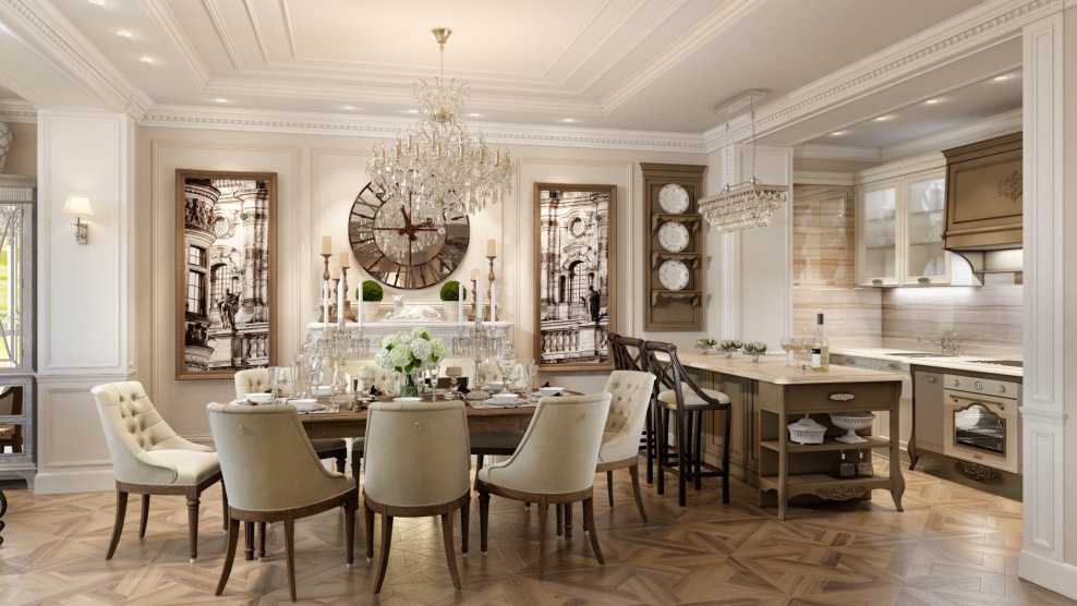 Гостиная столовая в английском стиле
