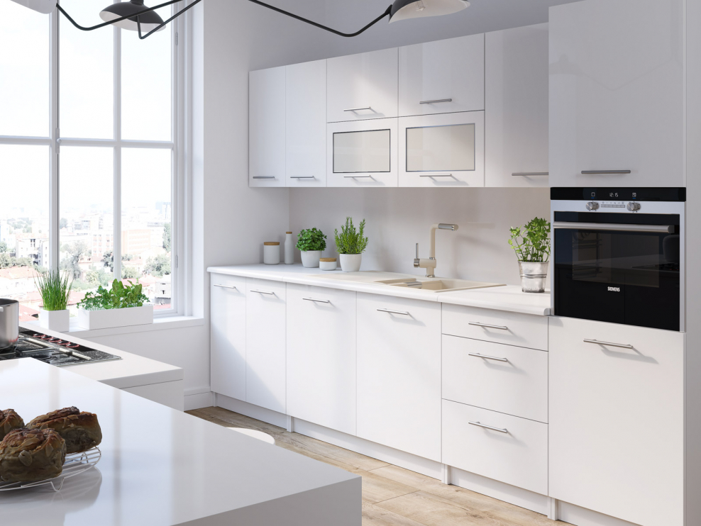 Кухня Модерн белая глянец